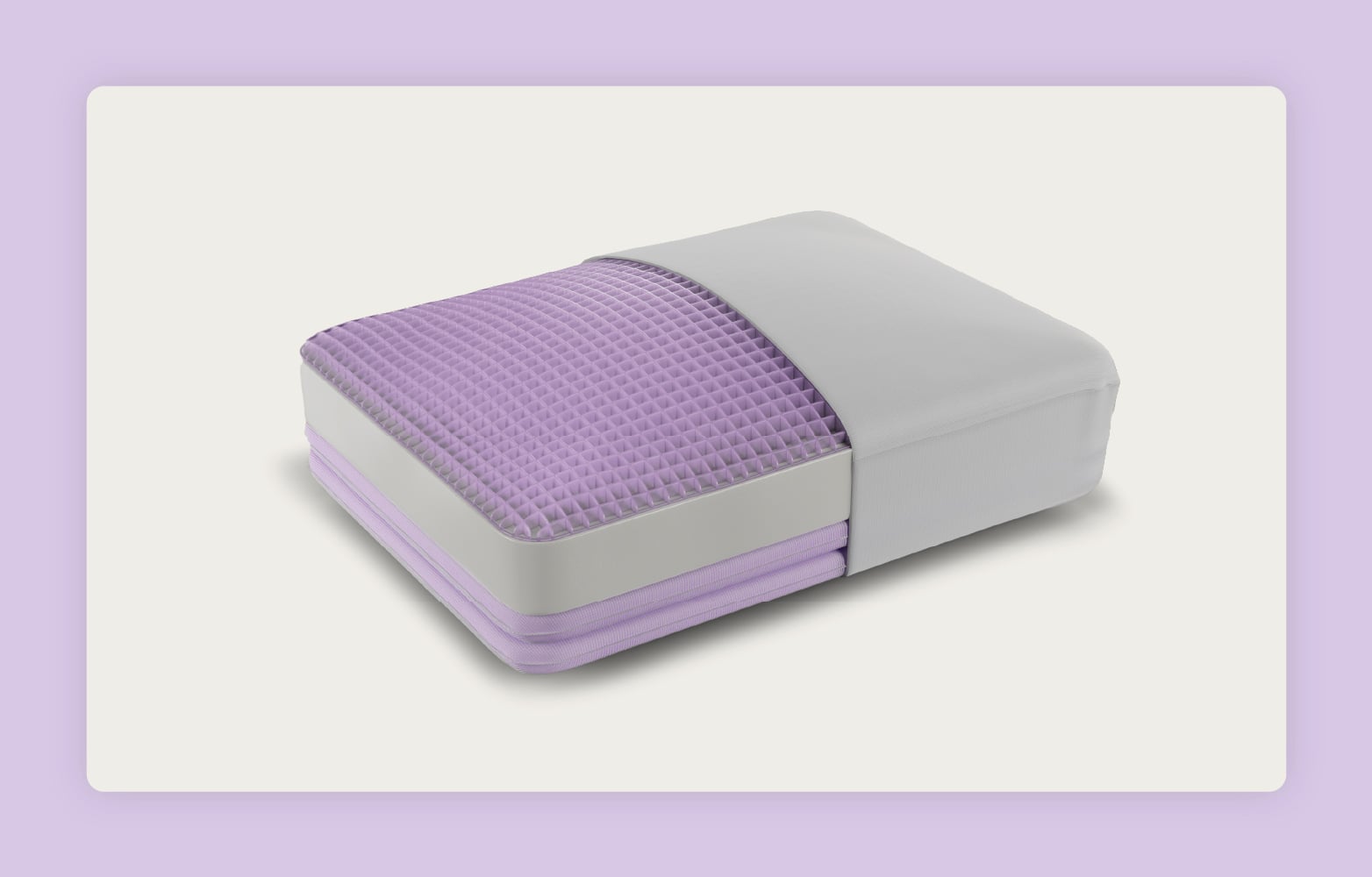 The Purple DreamLayer™ Pillow partially shows the GelFlex® Grid, MicroAir™ Foam, and booster inserts.