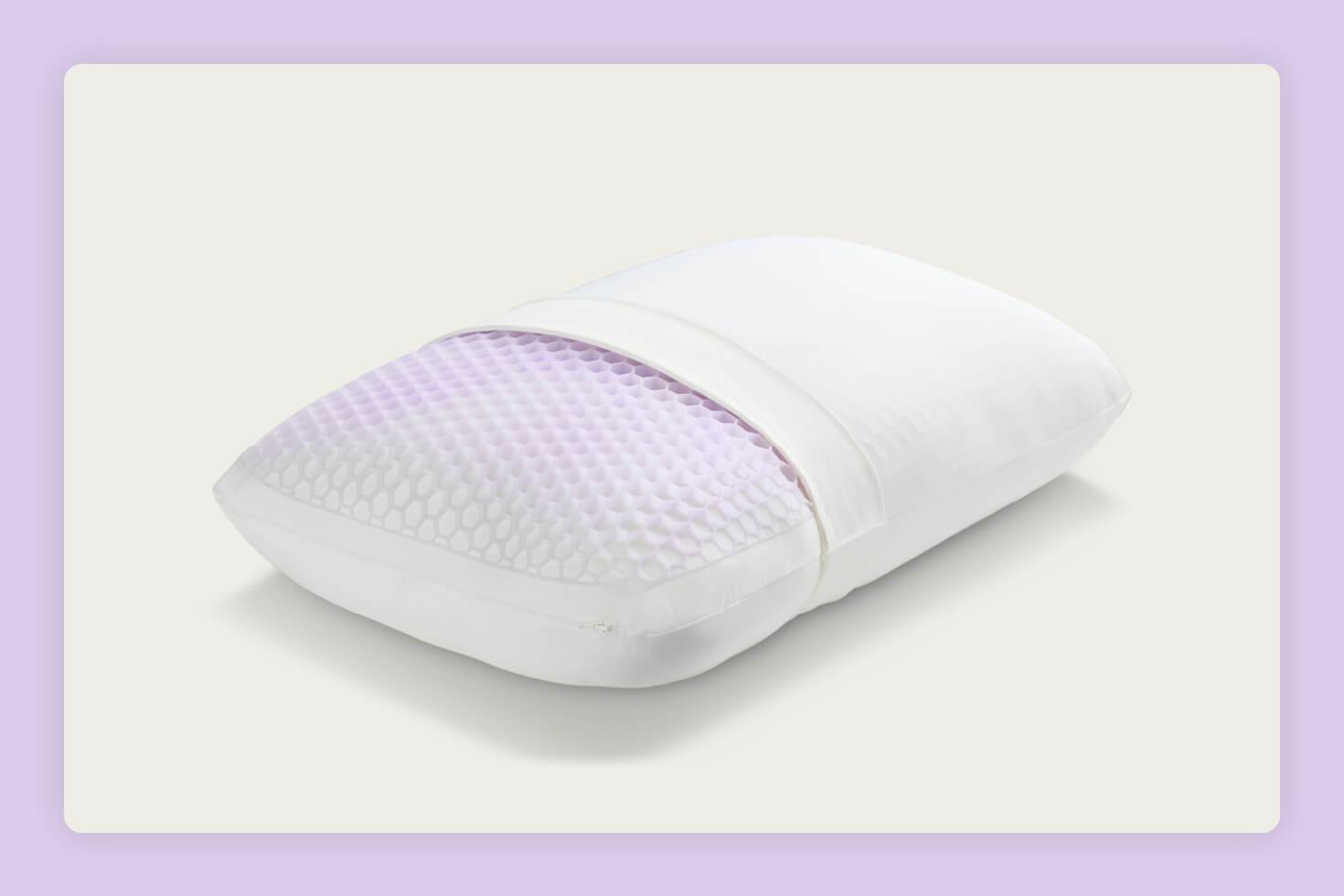A picture of the Purple GridCloud pillow with its layers exposed.