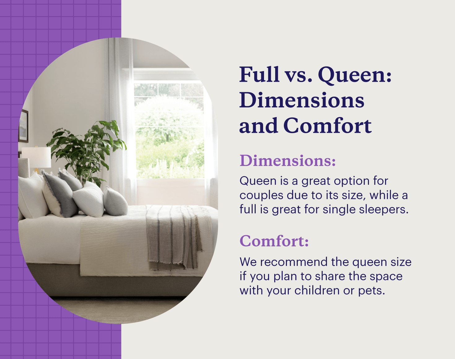 Key considerations for choosing between queen and full size beds based on dimensions and comfort.